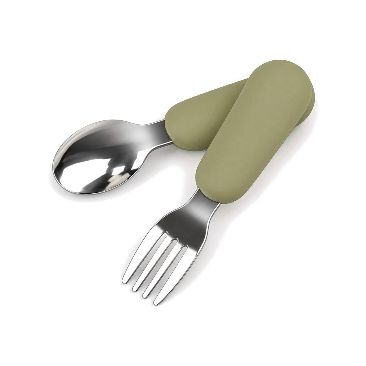RVS kinderbestek vork en lepel in khaki